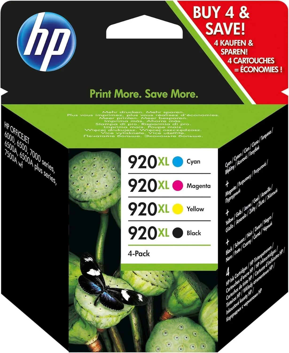 HP C2N92AE 920XL High Yield Original Ink Cartridges, Black/Cyan/Magenta/Yellow, Multipack - eBuy UAE